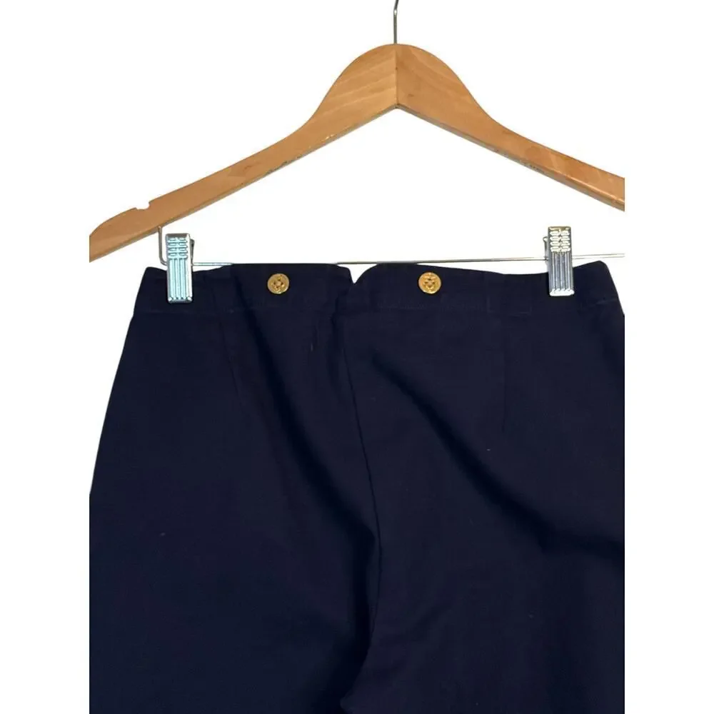 Lauren by Ralph Lauren Women Nautical Cotton Stretch Wide Leg Pants Size 2 Navy